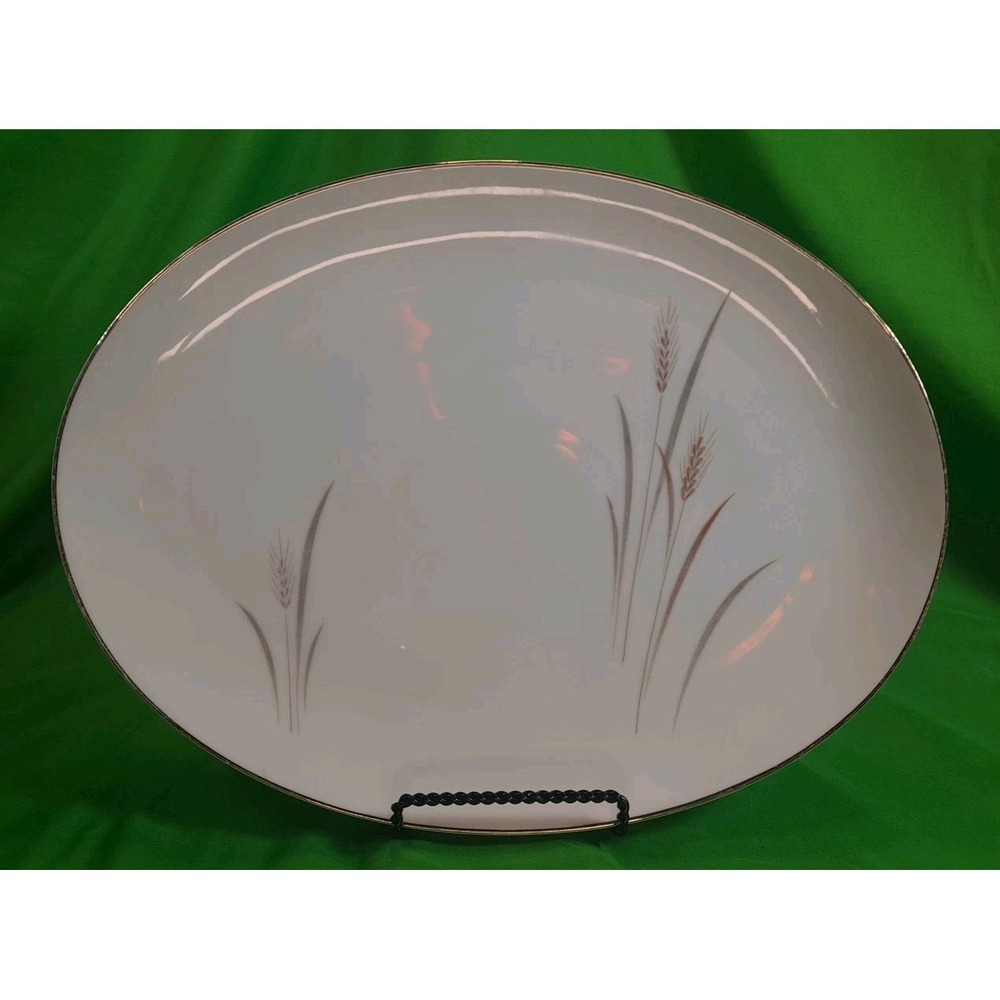 Platinum Wheat‎ Fine China Made In Japan Oval Serving Platter 14"x10.5"